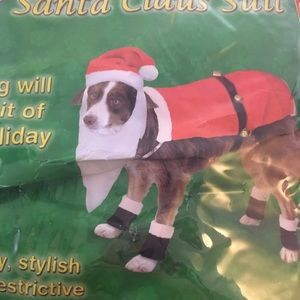 Deluxe Dog Santa Claus Suit New M